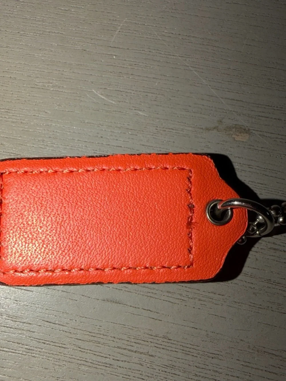Coach Orange Leather Key Tag with Ball Chain